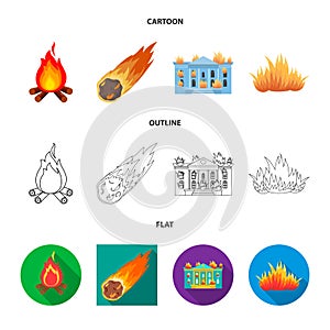 Isolated object of fire and flame sign. Collection of fire and fireball vector icon for stock.