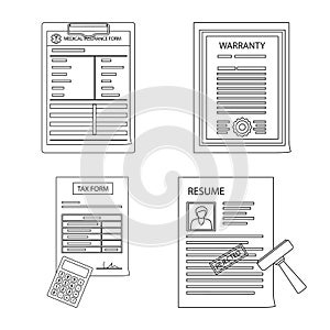 Isolated object of form and document icon. Set of form and mark stock symbol for web.