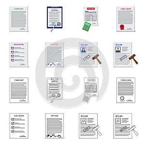 Isolated object of form and document icon. Set of form and mark stock symbol for web.