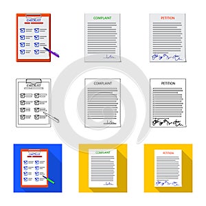 Isolated object of form and document symbol. Collection of form and mark vector icon for stock.