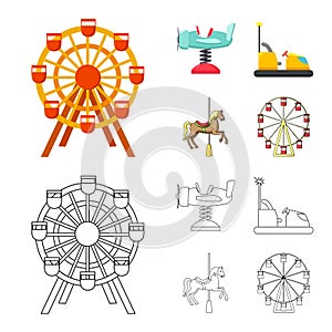 Isolated object of fun and horse sign. Set of fun and circus stock vector illustration.