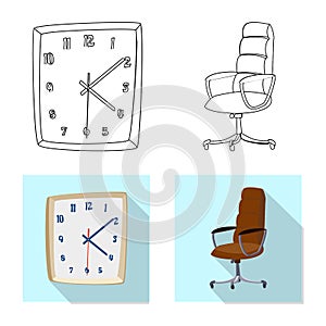 Vektor ilustrace z nábytek a označení organizace nebo instituce. sada skládající se z nábytek a sklad vektor ilustrace 