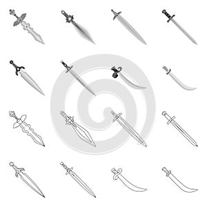 Isolated object of game  and armor  symbol. Collection of game  and blade  vector icon for stock.