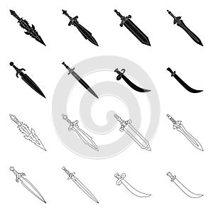Isolated object of game and armor symbol. Collection of game and blade vector icon for stock.