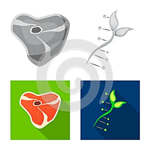 Vector illustration of genetic and plant icon. Set of genetic and biotechnology stock symbol for web.