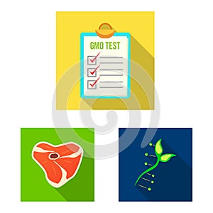 Vector illustration of genetic and plant icon. Collection of genetic and biotechnology stock symbol for web.