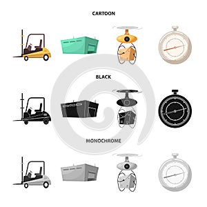 Isolated object of goods and cargo sign. Set of goods and warehouse stock symbol for web.