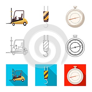 Isolated object of goods and cargo sign. Set of goods and warehouse stock symbol for web.