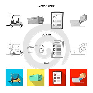 Isolated object of goods and cargo symbol. Set of goods and warehouse stock symbol for web.