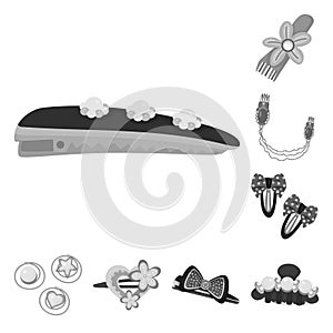 Isolated object of hairdressing and hairclip icon. Collection of hairdressing and fashion stock symbol for web.