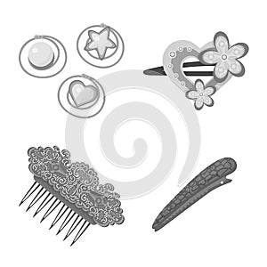 Isolated object of hairdressing and hairclip sign. Collection of hairdressing and fashion vector icon for stock.