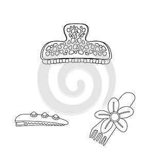 Isolated object of hairdressing and hairclip sign. Set of hairdressing and accessories vector icon for stock.