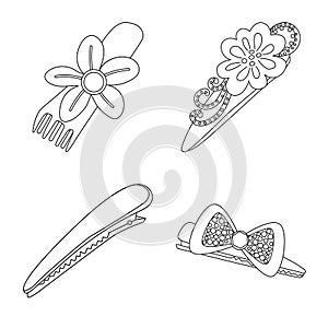 Isolated object of hairdressing and hairclip symbol. Collection of hairdressing and accessories vector icon for stock.