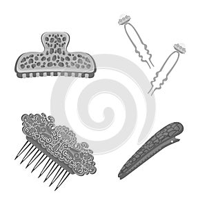 Isolated object of hairdressing and hairclip symbol. Collection of hairdressing and fashion stock symbol for web.