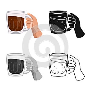 Isolated object of hand and mug sign. Web element of hand and beer stock symbol for web.