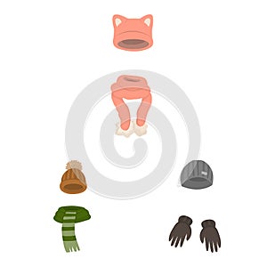 Isolated object of headwear and fashion logo. Set of headwear and cold vector icon for stock.
