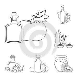 Isolated object of healthy and vegetable symbol. Collection of healthy and organics stock vector illustration.