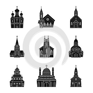 Isolated object of house and parish symbol. Set of house and building vector icon for stock.