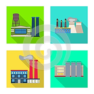 Isolated object of industry and plant logo. Collection of industry and technology vector icon for stock.