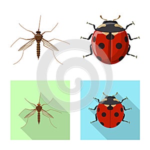 Isolated object of insect and fly logo. Set of insect and element vector icon for stock.