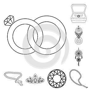 Isolated object of jewelery and necklace icon. Collection of jewelery and pendent stock symbol for web.