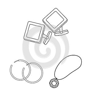 Isolated object of jewelery and necklace symbol. Set of jewelery and pendent stock symbol for web.