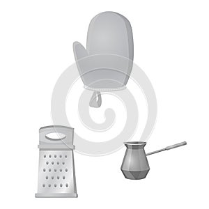 Isolated object of kitchen and cook logo. Set of kitchen and appliance stock vector illustration.