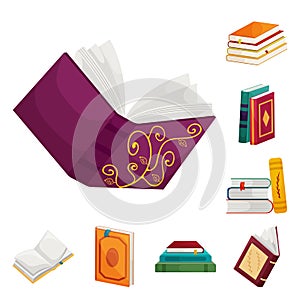 Isolated object of library and bookstore  sign. Set of library and literature  vector icon for stock.