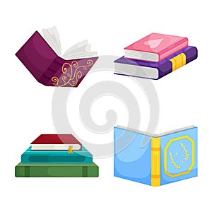 Isolated object of library and bookstore sign. Set of library and literature vector icon for stock.