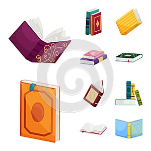 Isolated object of library and bookstore symbol. Set of library and literature vector icon for stock.