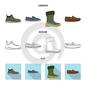 Isolated object of man and foot icon. Collection of man and wear stock symbol for web. photo