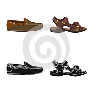 Isolated object of man and foot icon. Set of man and wear stock vector illustration. photo