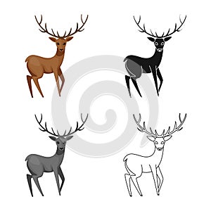 Isolated object of moose and animal sign. Set of moose and antler stock symbol for web. photo
