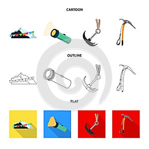 Isolated object of mountaineering and peak logo. Set of mountaineering and camp stock vector illustration.