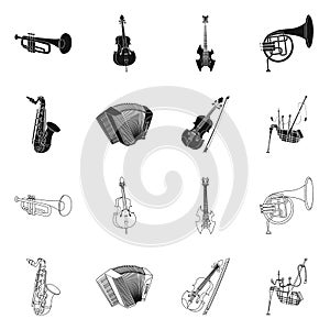 Isolated object of music and tune icon. Set of music and tool vector icon for stock.