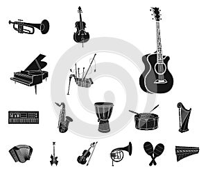 Isolated object of music and tune logo. Set of music and tool vector icon for stock.
