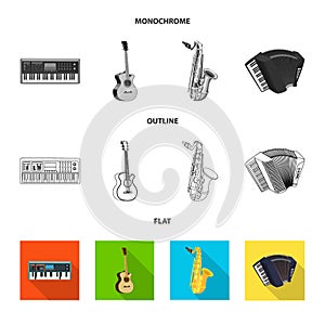 Isolated object of music and tune sign. Set of music and tool vector icon for stock.