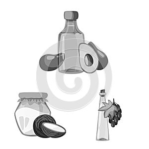 Isolated object of nutrition and organics sign. Set of nutrition and glass stock symbol for web.