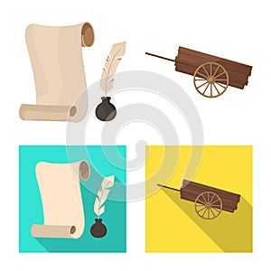 Isolated object of old and culture symbol. Set of old and renaissance stock vector illustration.