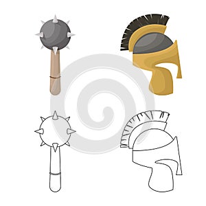 Isolated object of old and culture symbol. Set of old and renaissance vector icon for stock.