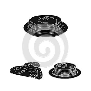 Isolated object of pancake and stack logo. Collection of pancake and syrup vector icon for stock.