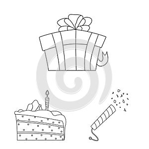 Isolated object of party and birthday sign. Set of party and celebration stock symbol for web.