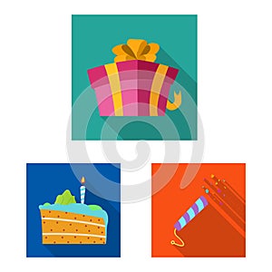 Isolated object of party and birthday symbol. Collection of party and celebration stock symbol for web.