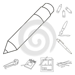 Isolated object of pencil and sharpen logo. Collection of pencil and color stock symbol for web.