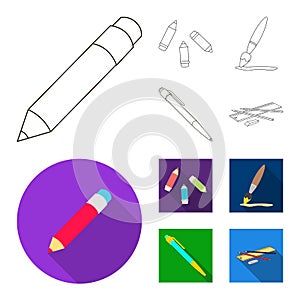 Isolated object of pencil and sharpen sign. Collection of pencil and color stock symbol for web.