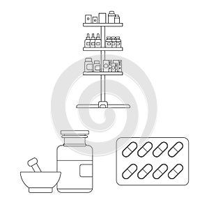 Isolated object of pharmacy and hospital sign. Set of pharmacy and business vector icon for stock.