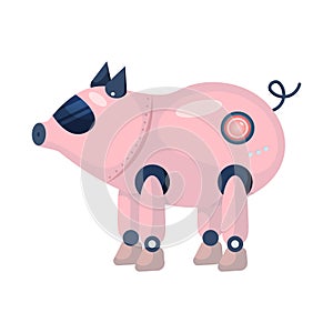 Isolated object of pig and robotic logo. Collection of pig and cybernetics stock vector illustration.