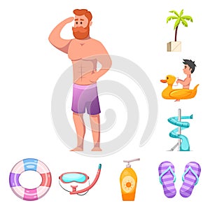 Isolated object of pool and swimming logo. Collection of pool and activity stock vector illustration.