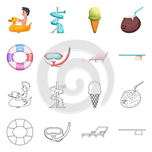 Isolated object of pool and swimming logo. Collection of pool and activity vector icon for stock.