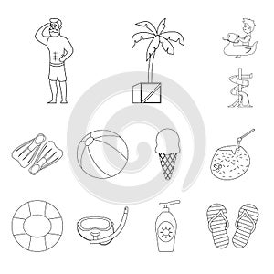 Isolated object of pool and swimming sign. Collection of pool and activity stock vector illustration.